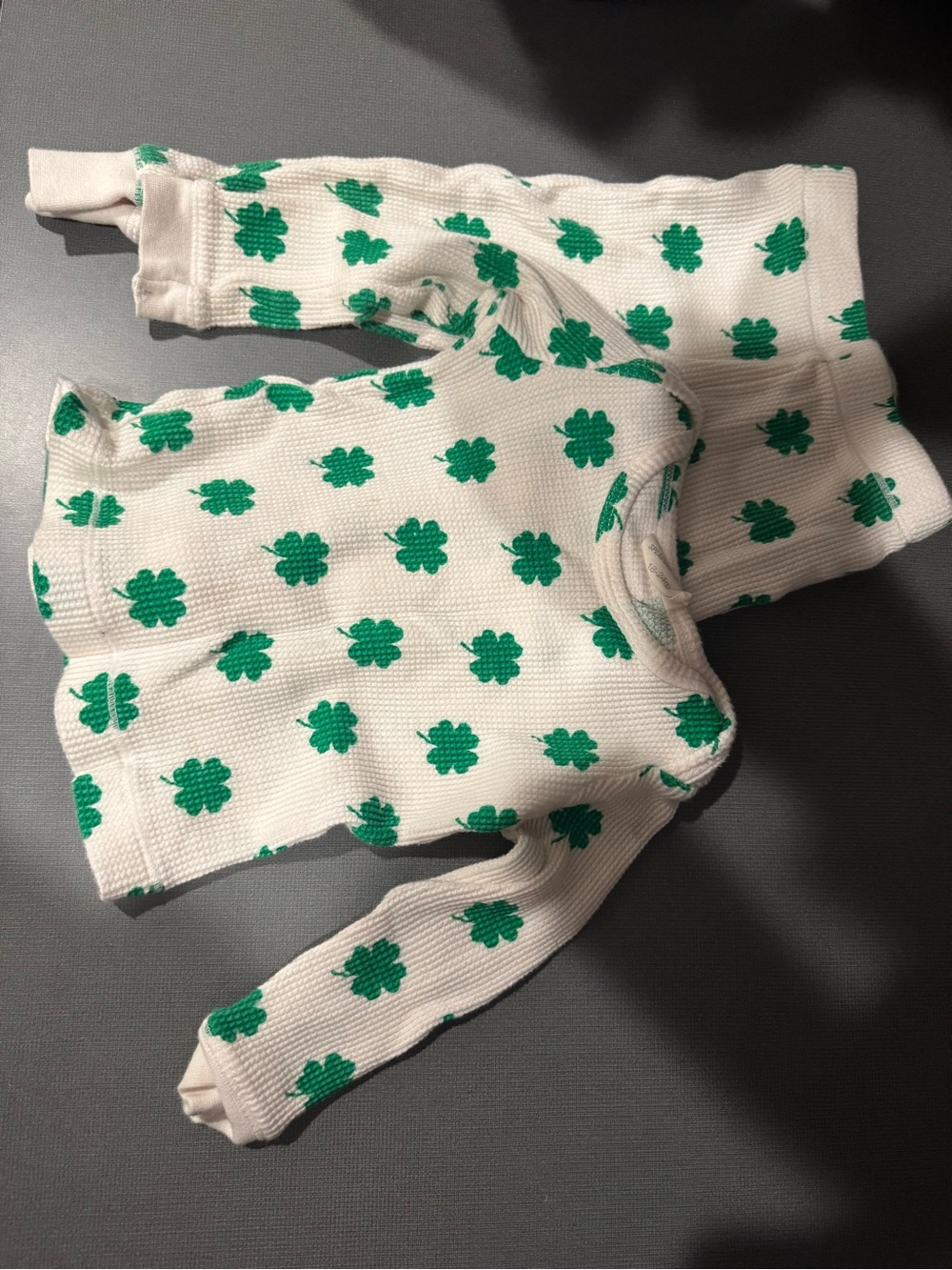 Spearmint Love White Knit Loungewear Set with Green Clover Print